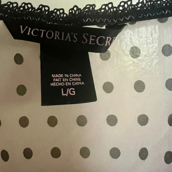 Victoria's Secret Blush Sheer Polka Dot Lace Negligee Nightie Size Large - Picture 10 of 10